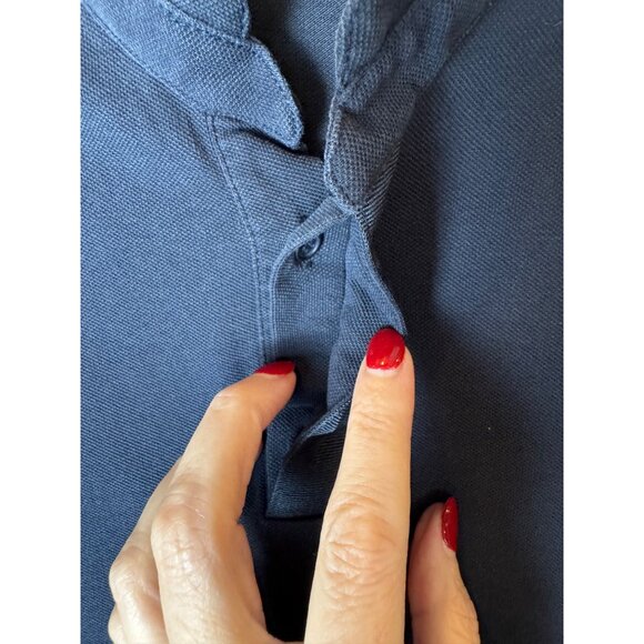 The Kooples Shirt Men XS Blue Cotton‎ Pique Logo Fitted Officer Collar Polo - Picture 8 of 12